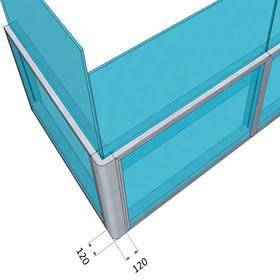 Parevento con moduli a 90 gradi